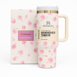 تراول ماگ استنلی گلدار با جعبه کادویی (تک و عمده)